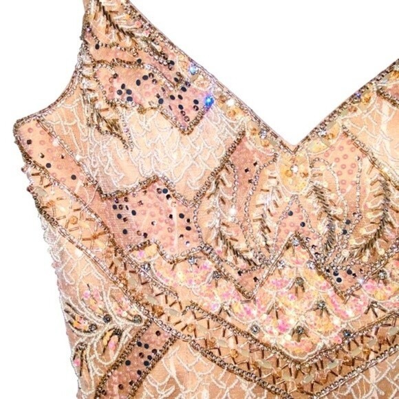 Jovani Style 49569 Fit & Flare Beaded Embroidered Mermaid Blush Gown Size 6 - Picture 11 of 16